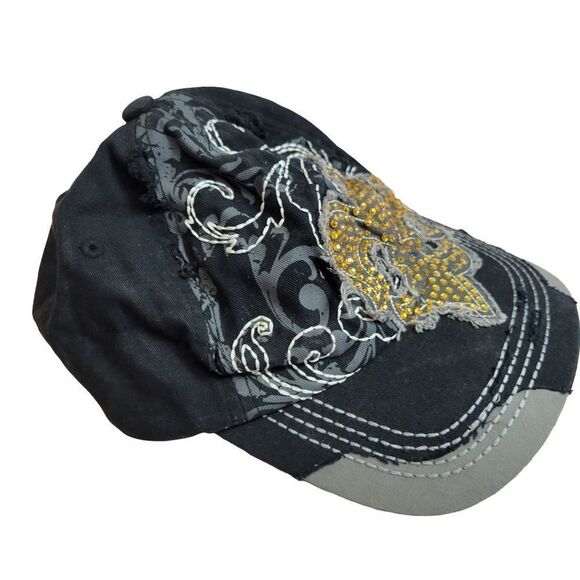 Bling fleur-de-lis baseball cap New Orleans Saints spirit - Picture 2 of 4